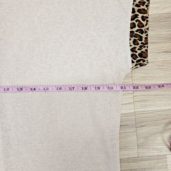 Umgee Womens Tan Animal Print Leopard Trim Cotton Blouse Small - Picture 5 of 8